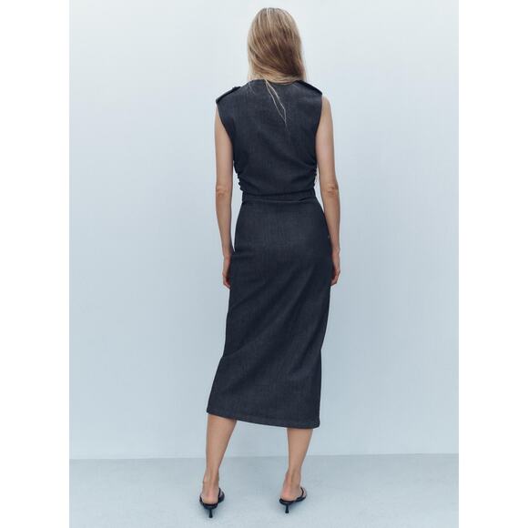 RARE!!! ZARA Belted Midi Dress NWT - Picture 11 of 14